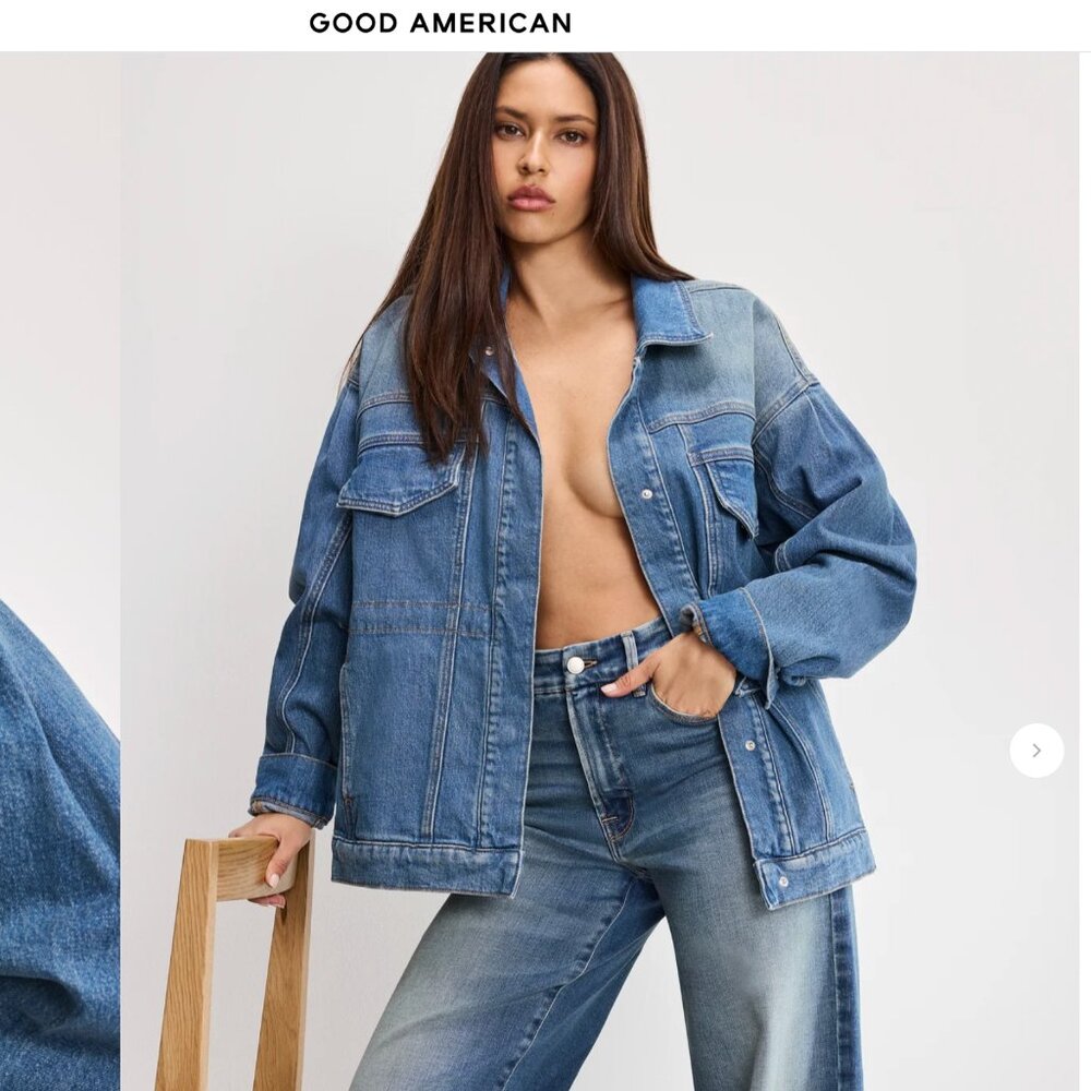 Good American Barrel Sleeve Denim Jacket - NWT - Medium